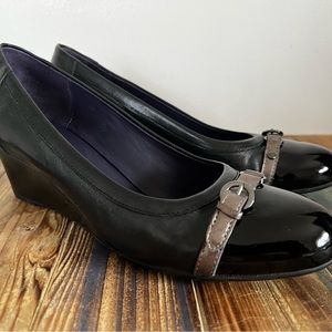 VANELI Lilibet Black Nappa Wedge Pumps Size 8m